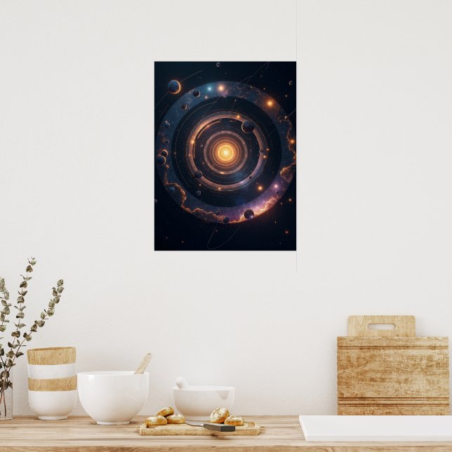 Poster A Gravidade das Formas – Abstrato Geométrico Cósmi (Cozinha)
