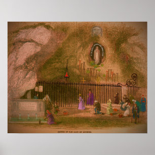 Póster A gruta de nossa senhora de Lourdes. 1800s