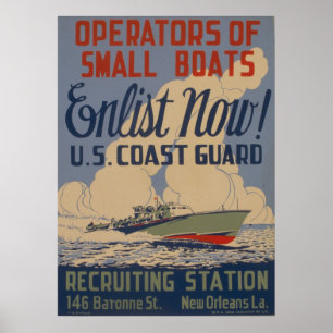 Poster A guarda costeira dos E.U. do vintage recruta