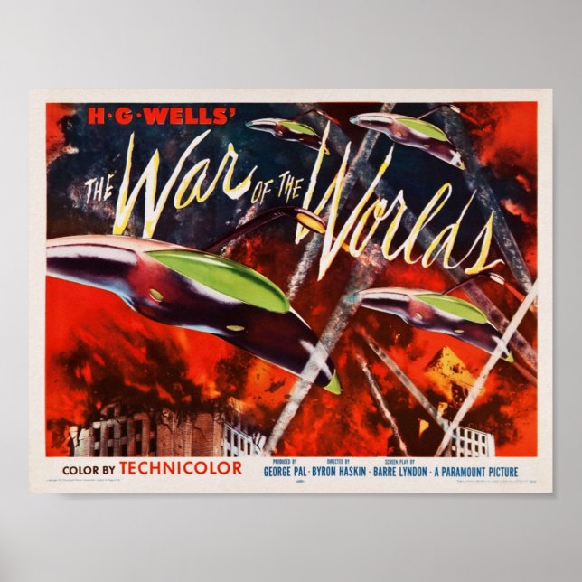 Poster A GUERRA DO MUNDO REtro SciFi Film HG Wells Vi (Frente)