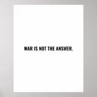 A guerra não é a resposta do texto branco negro co