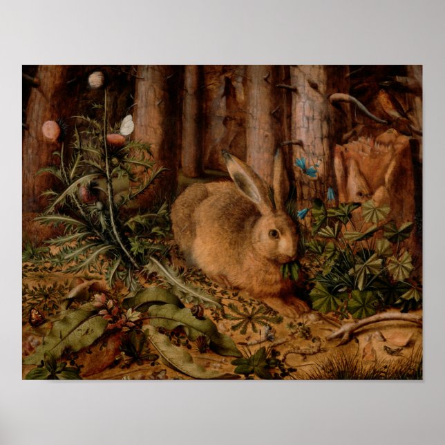 Poster A Hare in the Forest por Hans Hoffmann - Vintage (Frente)