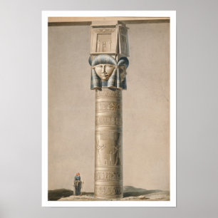 Poster A Hathor headed pillar at Dendarah, illustration '