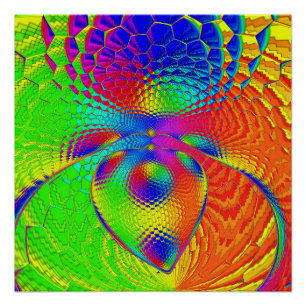 Póster a heart with a psychedelic and colorful style