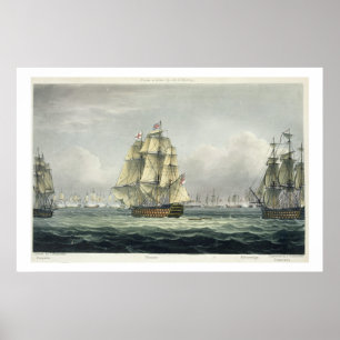 Póster A HMS Victory que navega para a linha francesa