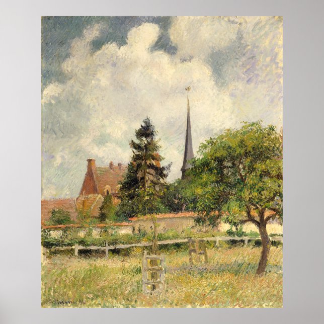 Poster A Igreja de Eragny Camille Pissarro (Frente)
