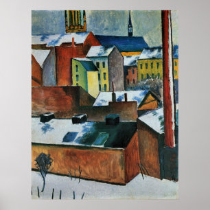 Poster A igreja de St Mary na neve daqui até agosto Mack