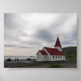 Poster A igreja de Vik na Islândia