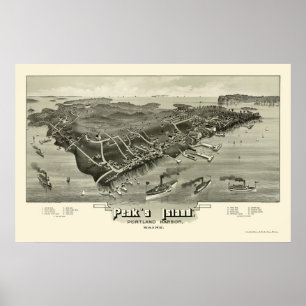 Poster A ilha do pico, MIM mapa panorâmico - 1886