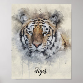 Poster A ilustração da aquarela do Tiger Look
