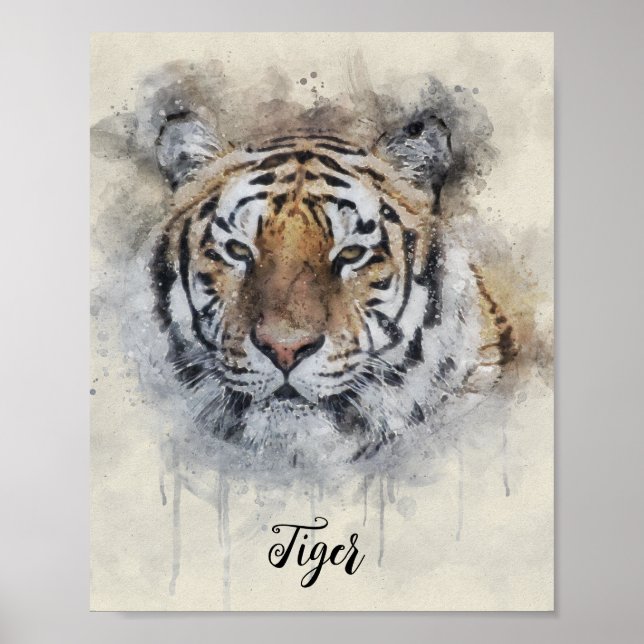 Poster A ilustração da aquarela do Tiger Look (Frente)