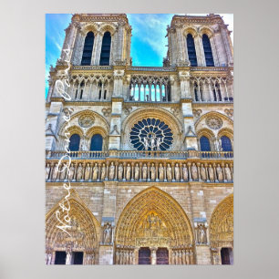 Póster A ilustração da catedral de Notre Dame.