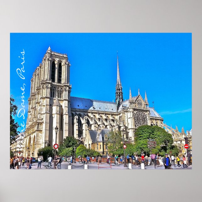 Poster A ilustração da catedral de Notre Dame. (Frente)