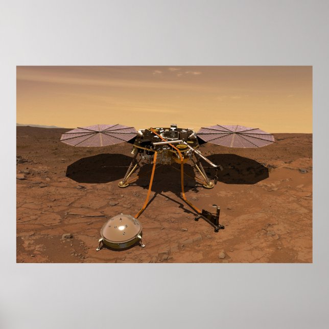 Poster A Insight Lander Operando Na Superfície De Marte. (Frente)