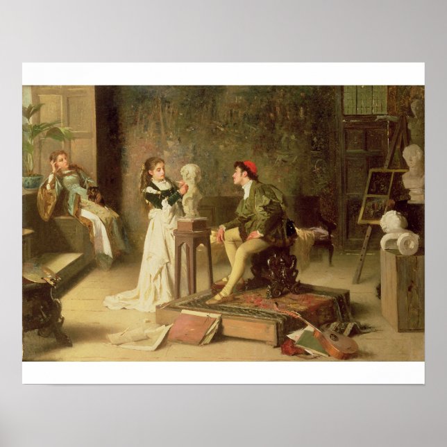 Póster A jovem escultora (óleo na canvas) (Frente)