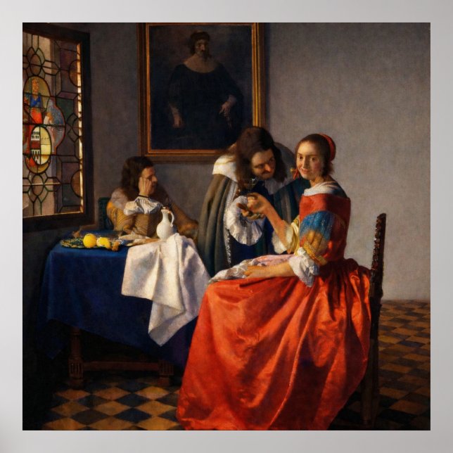 Poster A Lady and Two Gentlemen by Johannes Vermeer (Frente)