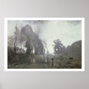 Poster A lagoa de Ville d'Avray, 1868 (óleo na canvas)