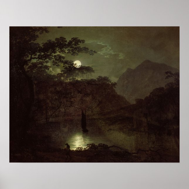 Póster A Lake by Moonlight, c.1780-82 (óleo na canvas) (Frente)