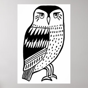 Poster A lápis inteligente desenho do preto da coruja no