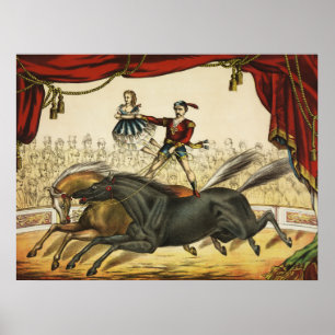 Poster A Lei De Dois Cavalos, Circo, Circo, Circa 1874.