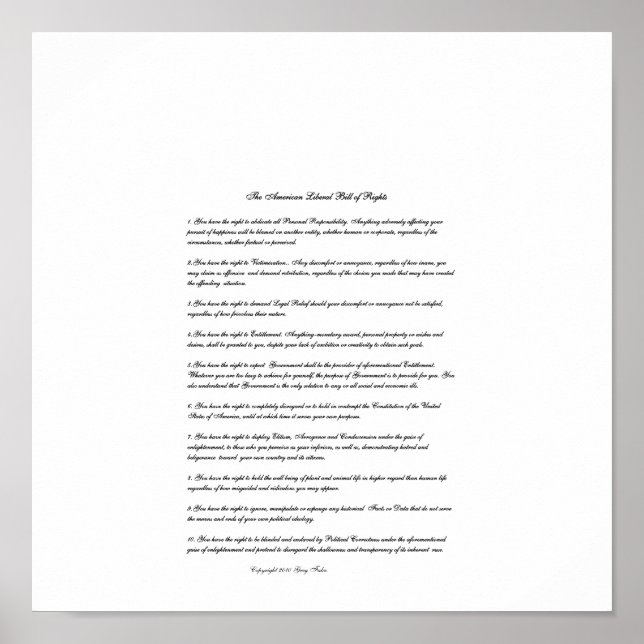 Póster A Lei dos Direitos dos Liberais Americanos (Frente)