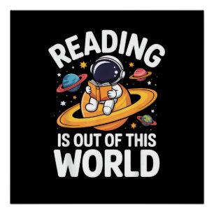 Póster A Leitura é de Livros Engraçados Espaciais Fora de