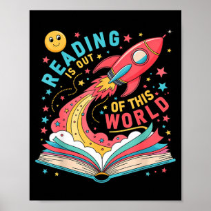 Poster A leitura é um livro espacial de astronauta fora d