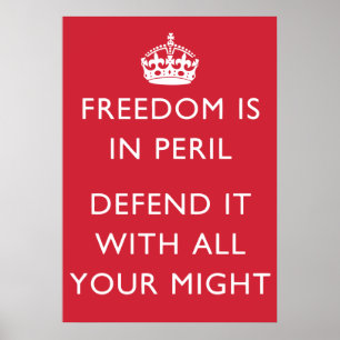 Poster a liberdade está no perigo defende-o com todo seu