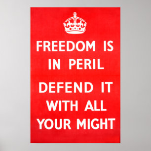 Póster A liberdade está no perigo - WW2
