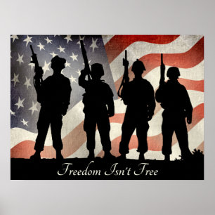 Poster A liberdade não é soldados militares patriótico