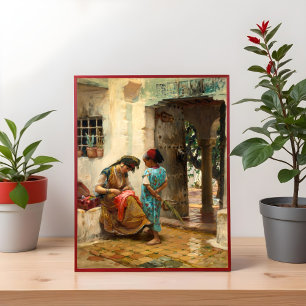 Poster A Lição de Costura por Frederick Bridgman