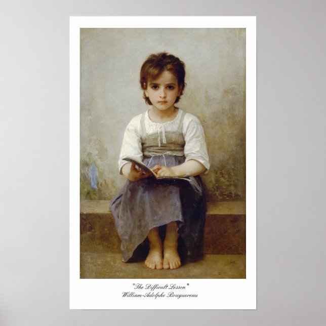 Poster "A lição difícil" William-Adolphe Bouguereau (Frente)