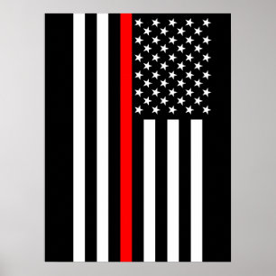 Póster A linha vermelha fina simbólica bandeira american
