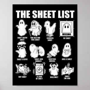 Poster A Lista De Folhas Engraçado Ghost Puns Figurinos D
