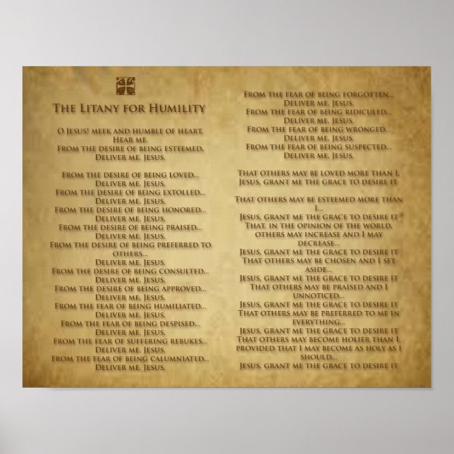 Poster A Litania pela Humildade. (Frente)