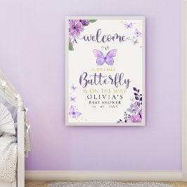 Poster A Little Baby Butterfly is on The Way Baby shower