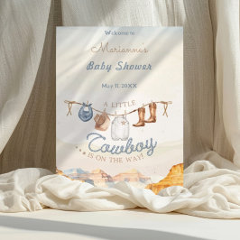 Poster A Little Cowboy Western Canyon Baby Shower Weclome