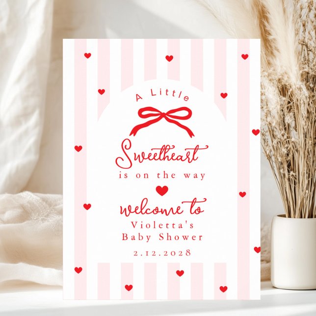 Poster A Little Sweetheart Baby Shower Bow Welcome (Criador carregado)