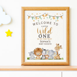 Poster A Little Wild One Safari Animals Baby Shower