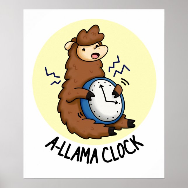 Poster A-llama Clock Funny Llama Pun (Frente)