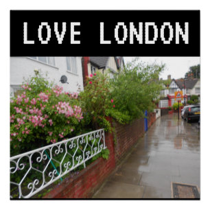 Póster A London Street e a rain England