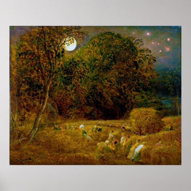 Poster A Lua de Colheita de Samuel Palmer (1833) (Frente)