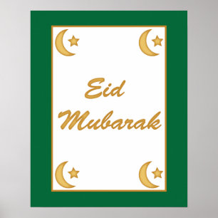 Poster A lua do ouro verde de Fitr Eid Mubarak do al de