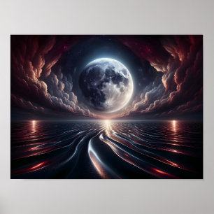 Poster A Lua Refletindo sobre o Oceano