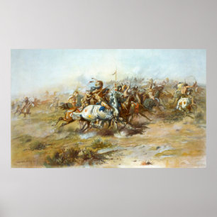Poster A luta de Custer por Charles Marion Russell