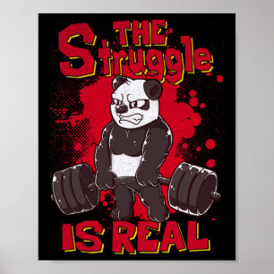 Poster A Luta É Muito Engraçada Panda Gym Bodybuilding