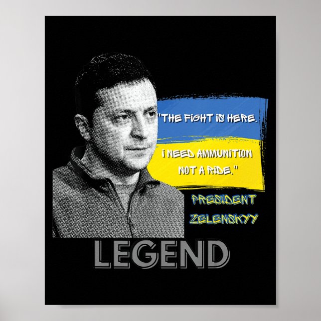 Poster A Luta Está Aqui O Presidente Da Ucrânia, Zelensky (Frente)