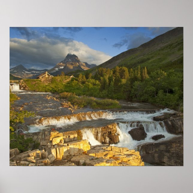 Póster A luz da manhã saúda Swiftcurrent Falls no (Frente)