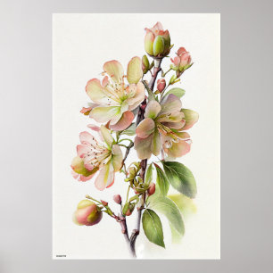 Poster A maçã de arte de parede AI floresce no estilo vin