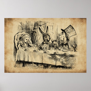 Poster A Mad Tea-Party (1865), por John Tenniel
